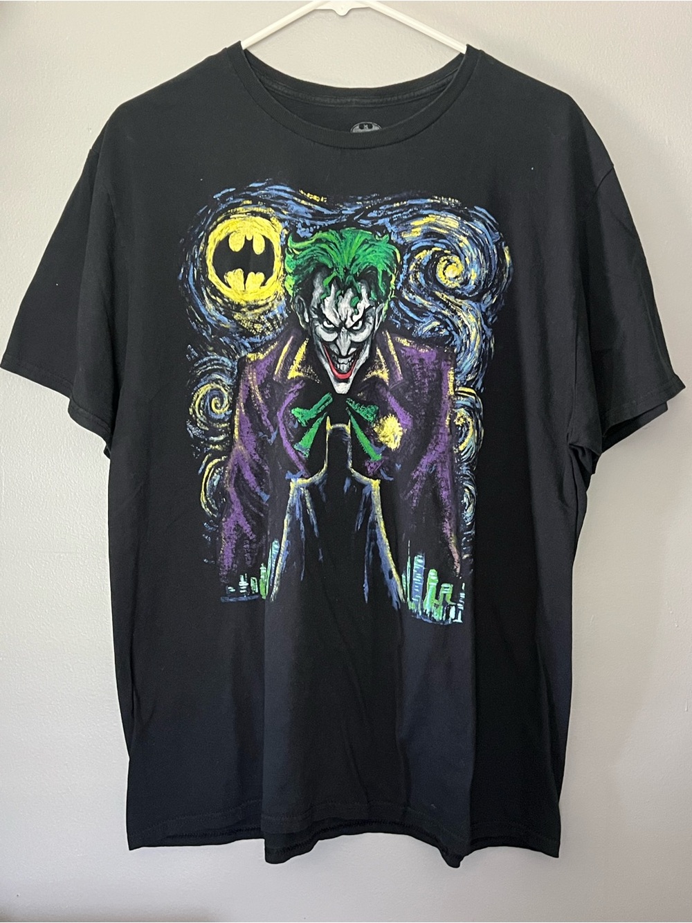 Batman The Joker Starry Night Graphic Tee Shirt Men Size Large Black Mad Engine